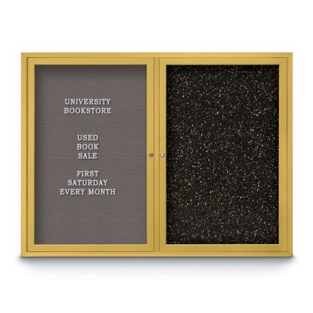 United Visual Products Corkboard, Dark Spruce/Bronze, 60" x 36" UV432H-BRONZE-DRKSPR